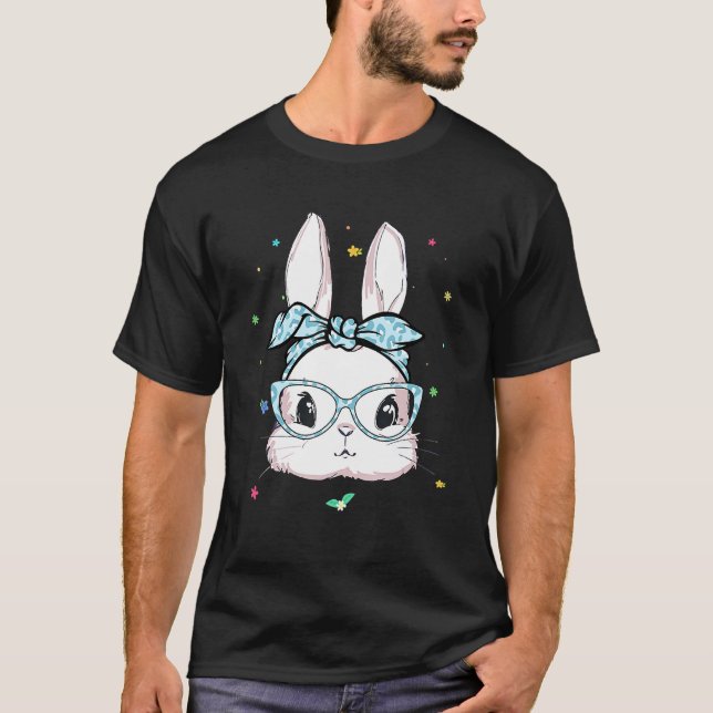 Happy Easter Niedlich Bunny Face Leopard Headband  T-Shirt (Vorderseite)