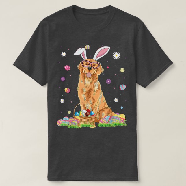 Happy Easter Niedlich Golden Retriever Bunny Ears  T-Shirt (Design vorne)