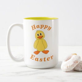 "Happy EASTER" Niedlicher Gelbente-Orangentext Zweifarbige Tasse