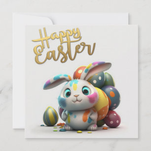 Happy Easter niedlicher Hasenmaler Holiday Card Feiertagskarte
