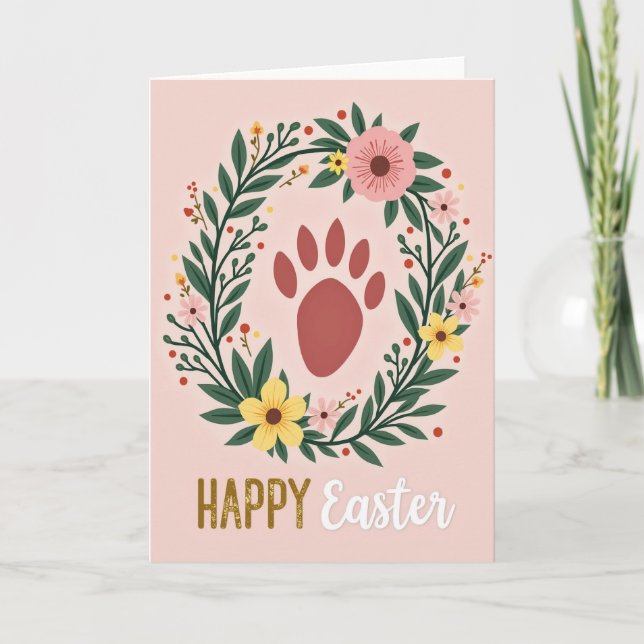Happy Easter Paw Print Card Karte (Vorderseite)