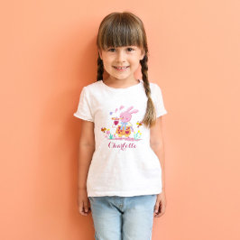 Happy Easter Pink Bunny Garden Personalisiert Kind T-Shirt