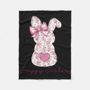 Happy Easter Pink Floral Chinoiserie Bunny Girls W Fleecedecke