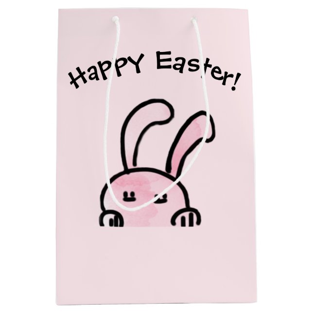 Happy Easter Pink Gift Bag Mittlere Geschenktüte (Vorderseite)