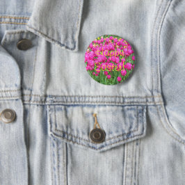 Happy Easter Pink Tulip Garden Floral Button