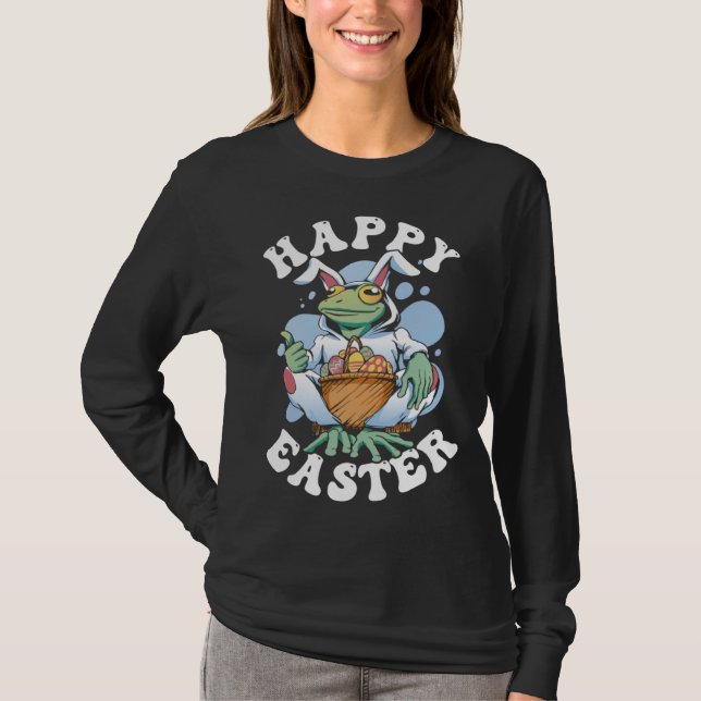 Happy Easter Playful Bunny T-Shirt (Vorderseite)