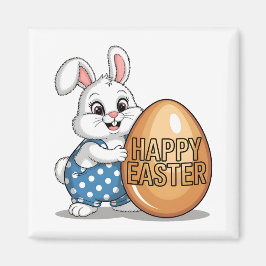 Happy Easter Polka Dot Bunny Magnet