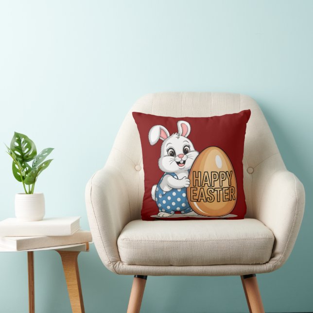 Happy Easter Polka Dot Bunny Throw Kissen (Stuhl )