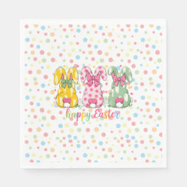 Happy Easter Polka Dot Oaster Bunnies Serviette