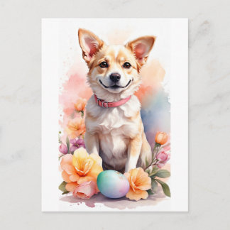 Happy Easter puppy Holiday Postcard Feiertagspostkarte