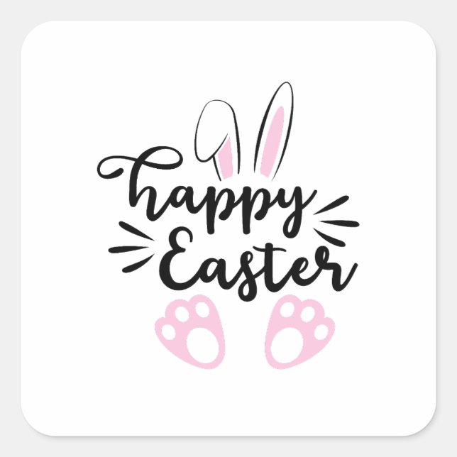 Happy Easter Quadratischer Aufkleber (Vorderseite)