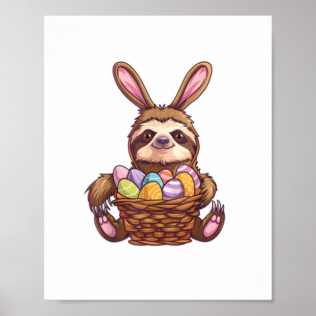 Happy Easter Rabbit Ostereier Basket Sloth Easte Poster (Vorne)