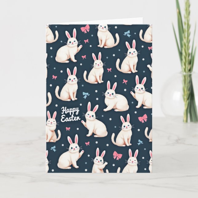 Happy Easter Rabbits Pattern Card Karte (Vorderseite)