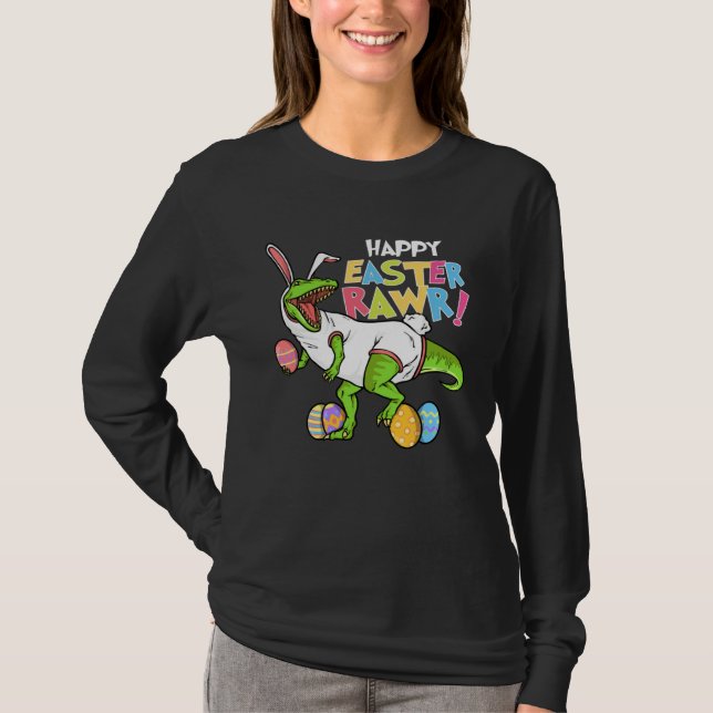 Happy Easter Rawr  Bunny Egg Hunter Hunting Season T-Shirt (Vorderseite)