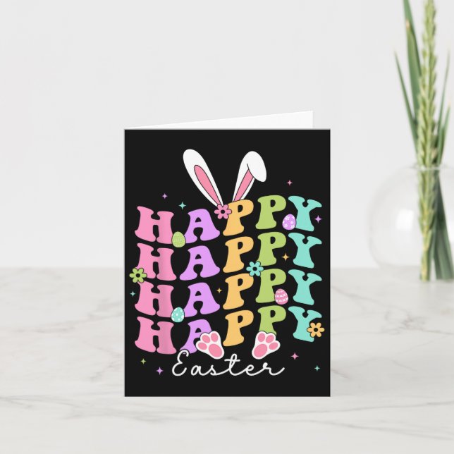 Happy Easter Redewendungen Ei Groovy Bunny Rabbit  Karte (Vorderseite)