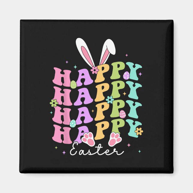 Happy Easter Redewendungen Ei Groovy Bunny Rabbit  Magnet (Vorne)