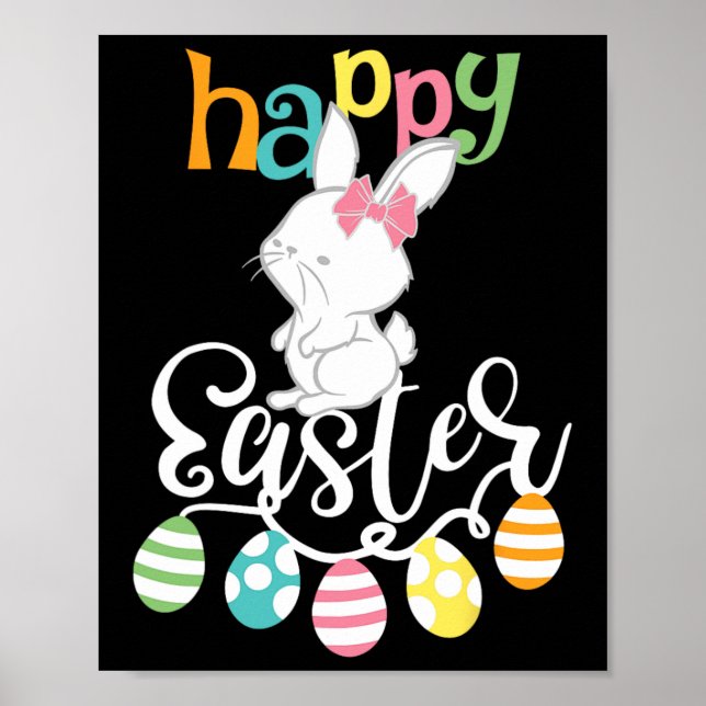 Happy Easter Redewendungen Ei Groovy Bunny Rabbit  Poster (Vorne)