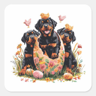 Happy Easter Rottweiler Dogs Quadratischer Aufkleber