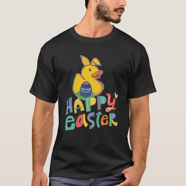 Happy Easter Rubber Duck Bunny Oars Ostereier cu T-Shirt (Vorderseite)