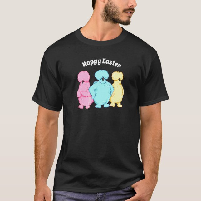 Happy Easter Sassy Silkie Chickens Drei Pastelgrab T-Shirt (Vorderseite)