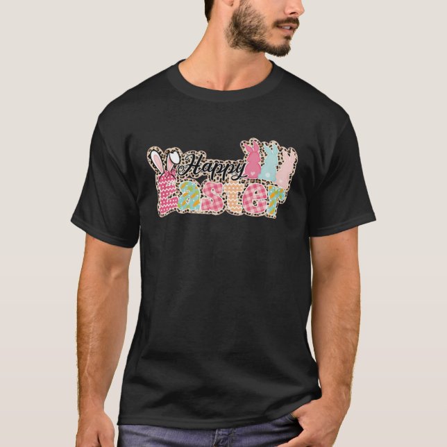 Happy Easter Sayings Egg Bunny T-Shirt (Vorderseite)