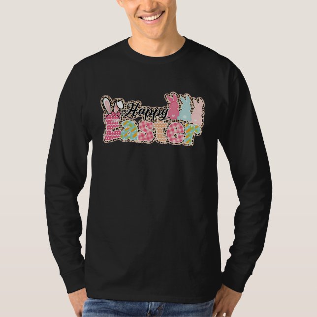 Happy Easter Sayings Egg Bunny T-Shirt (Vorderseite)