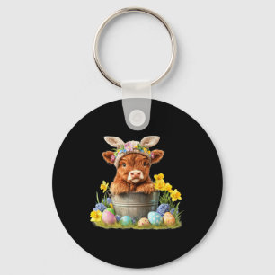 Happy Easter Scottish Cow Niedlich Heifer Cow Farm Schlüsselanhänger