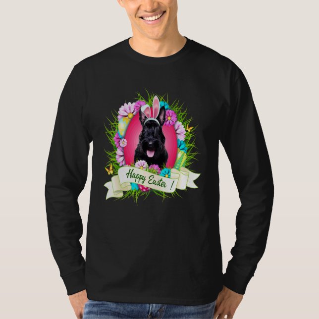 Happy Easter Scottish Terrier Wearing Bunny Ear Eg T-Shirt (Vorderseite)