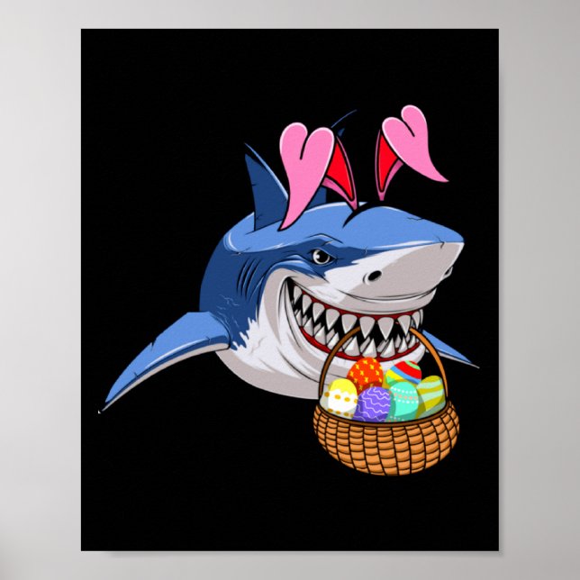 Happy Easter Shark Bunny With Easter Basket Boys G Poster (Vorne)