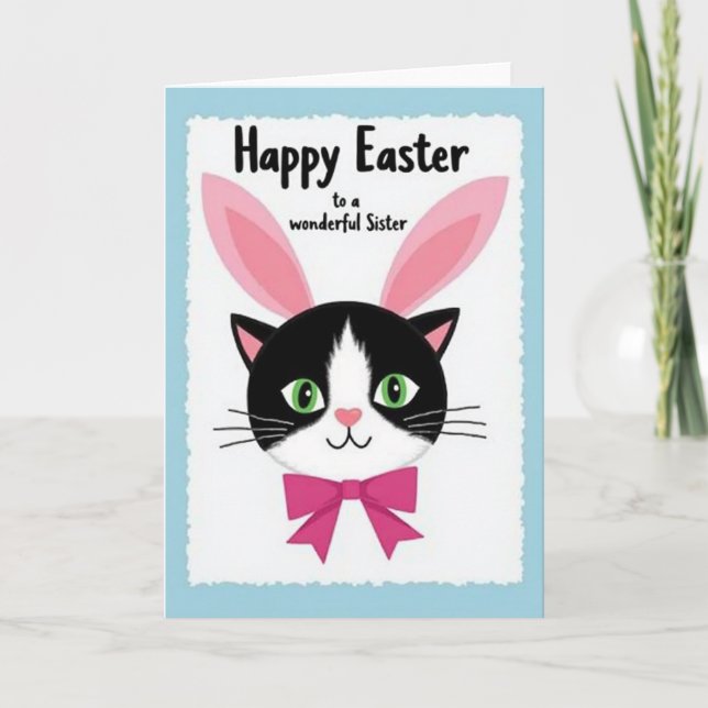 Happy Easter Sister Cat Card Karte (Vorderseite)