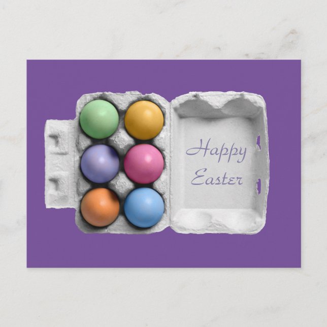 Happy Easter Six Pack Colorful Ostereier Postkarte (Vorderseite)