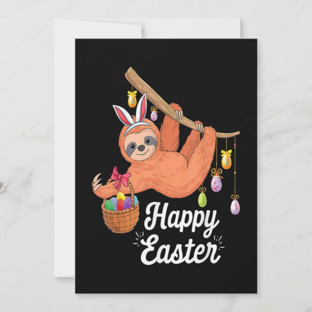 Happy Easter Sloth Flat Holiday Card Feiertagskarte (Vorderseite)