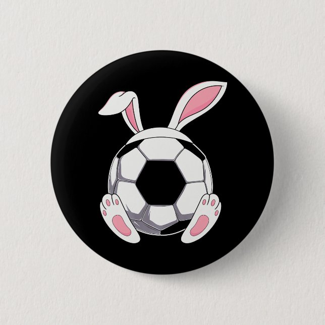 Happy Easter Soccer Bunny Ears Funny Egg Boys Button (Vorderseite)
