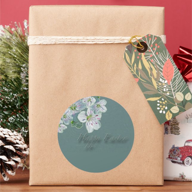 Happy Easter Spring Beauty Wildblume Classic Roun Runder Aufkleber (Feiertag)