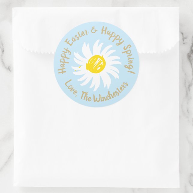 Happy Easter Spring blass blauer, niedlicher Disse Runder Aufkleber (Tasche)