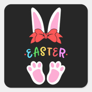 Happy Easter Spring Bunny Easter Egg Funny Gift Quadratischer Aufkleber