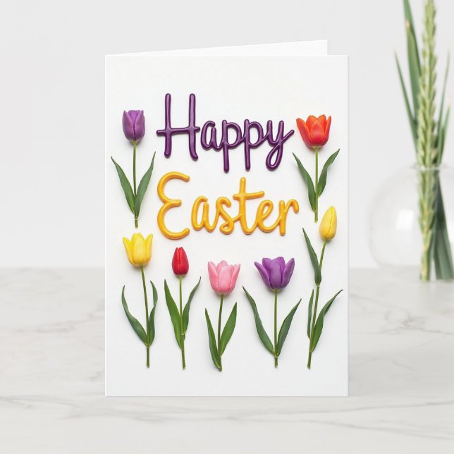 Happy Easter Spring Flower Card Karte (Vorderseite)