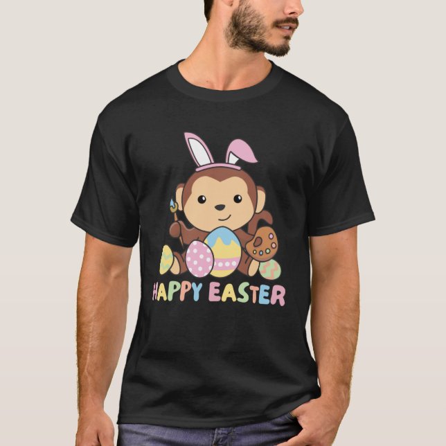 Happy Easter Sweet Monkey For Easter With Easter E T-Shirt (Vorderseite)