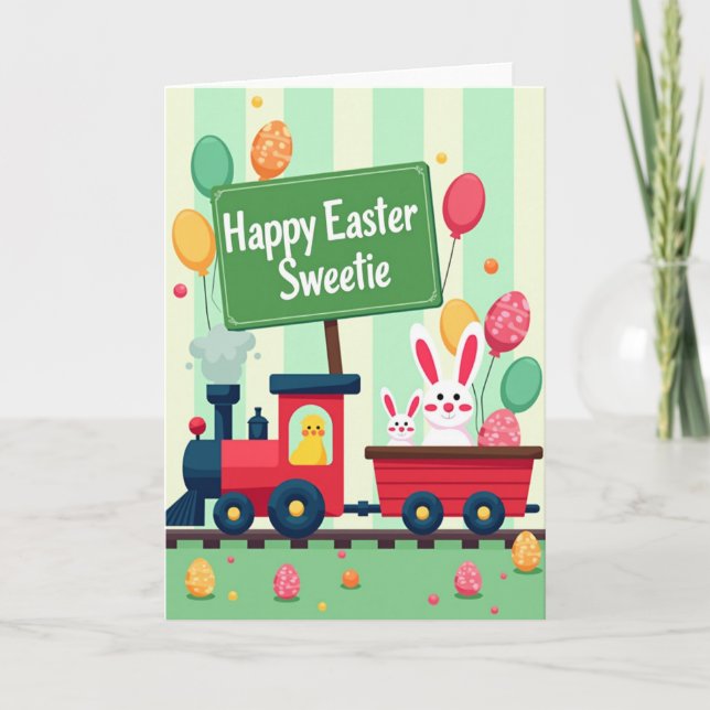 Happy Easter Sweetie Train Card Karte (Vorderseite)