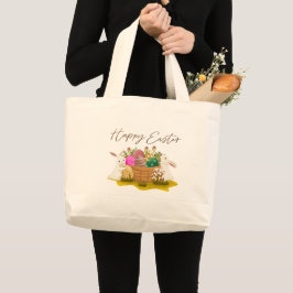 Happy Easter Tote Bag Jumbo Stoffbeutel