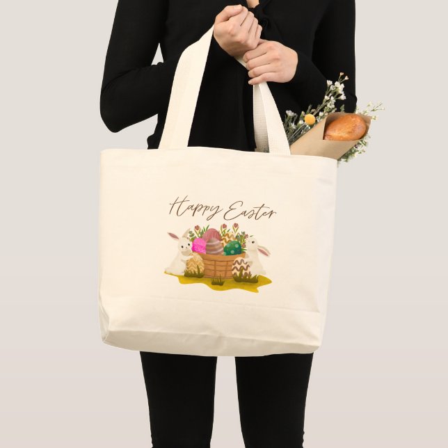 Happy Easter Tote Bag Jumbo Stoffbeutel (Vorderseite (Produkt))