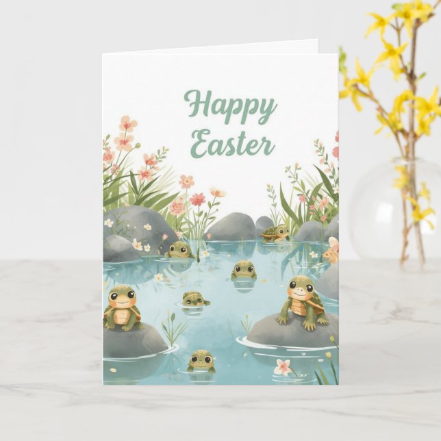 Happy easter  turtles karte (Gelbe Blume)