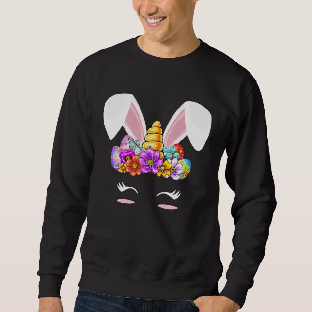 Happy Easter Unicorn Bunny Girls Kids Easter Eggs  Sweatshirt (Vorderseite)