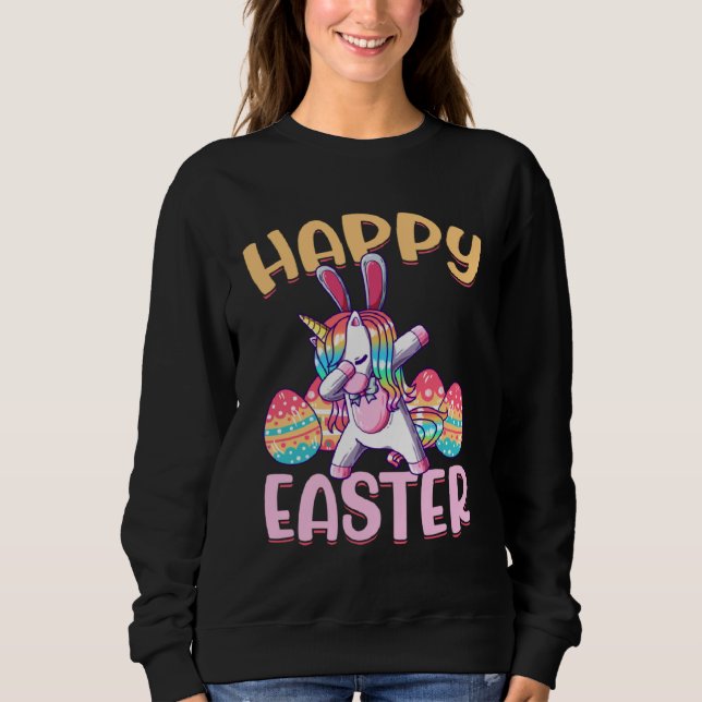 Happy Easter Unicorn Kids Cute Girls Bunny Egg  1 Sweatshirt (Vorderseite)