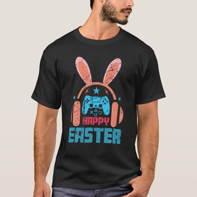 Happy Easter Video Game Controller Headset Gamer F T-Shirt (Vorderseite)
