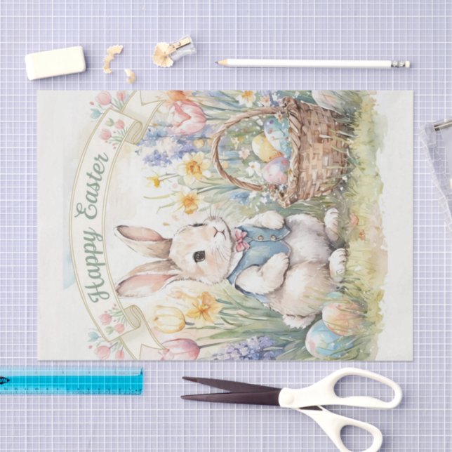 Happy Easter Vintage Bunny  Seidenpapier (Handwerk)