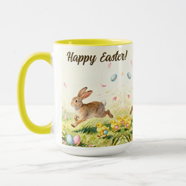 Happy Easter Vintage Bunny Spring Illustration  Tasse (Links)