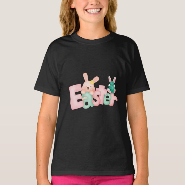 Happy Easter Wishings - Funny Bunny Kisses T-Shirt (Vorderseite)