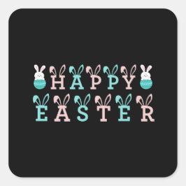Happy Easter Wishings - Funny Bunny Oaster Quadratischer Aufkleber