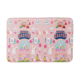 Happy Easter Wishings - Pattern Funny Bunny Oaster Badematte